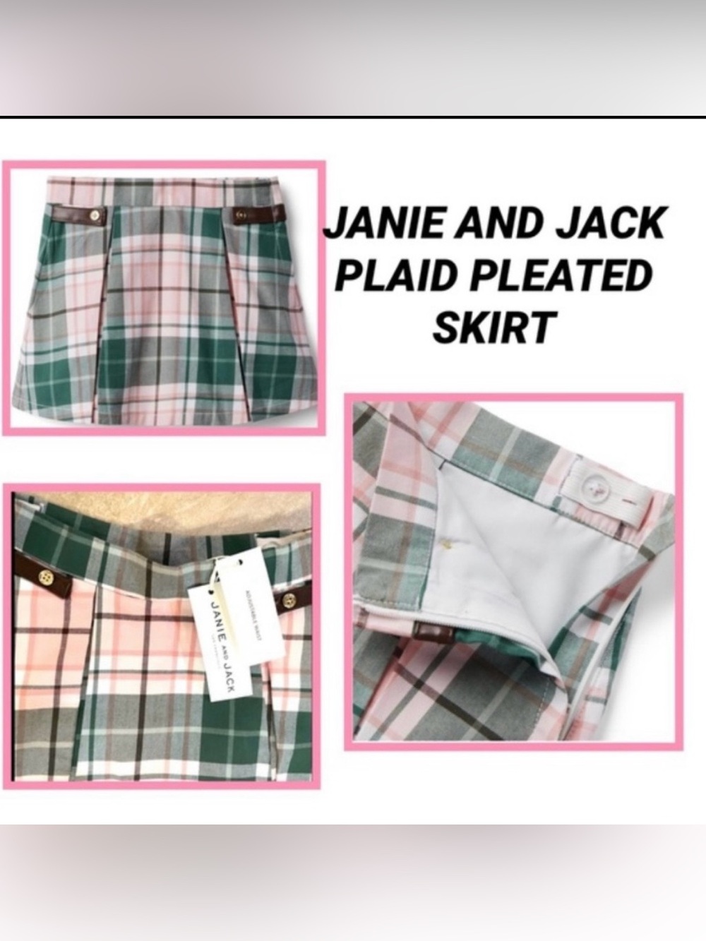 JANIE AND JACK PLAID PLEATED SKIRT